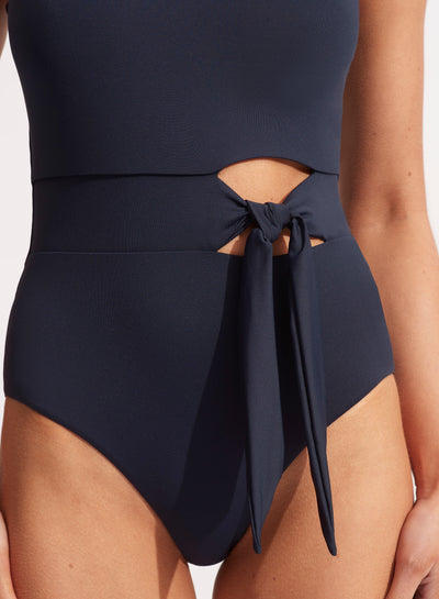Seafolly Collective Tie Waist One Piece In Navy