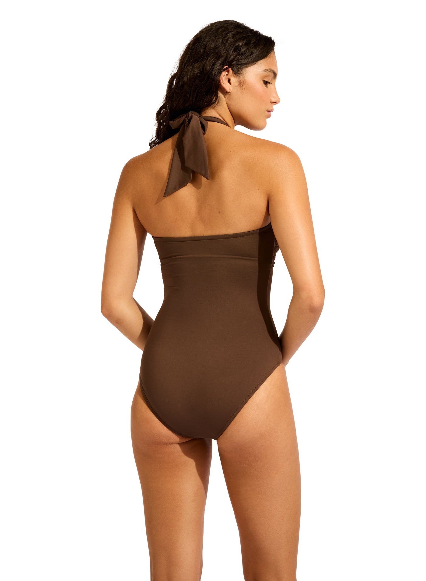 Seafolly Collective Halter Bandeau One Piece In Chocolate