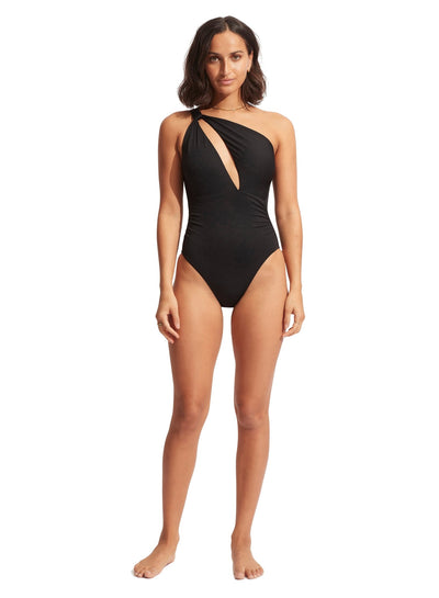 Seafolly Collective One Shoulder One Piece in Black - Beach 2 Bar London