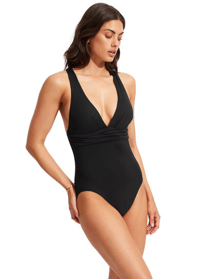 Seafolly Black Collective Cross Back One Piece - Beach 2 Bar London