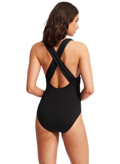 Seafolly Black Collective Cross Back One Piece - Beach 2 Bar London