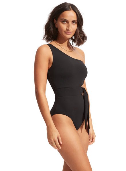 Seafolly Collective Tie Waist One Piece In Black - Beach 2 Bar London