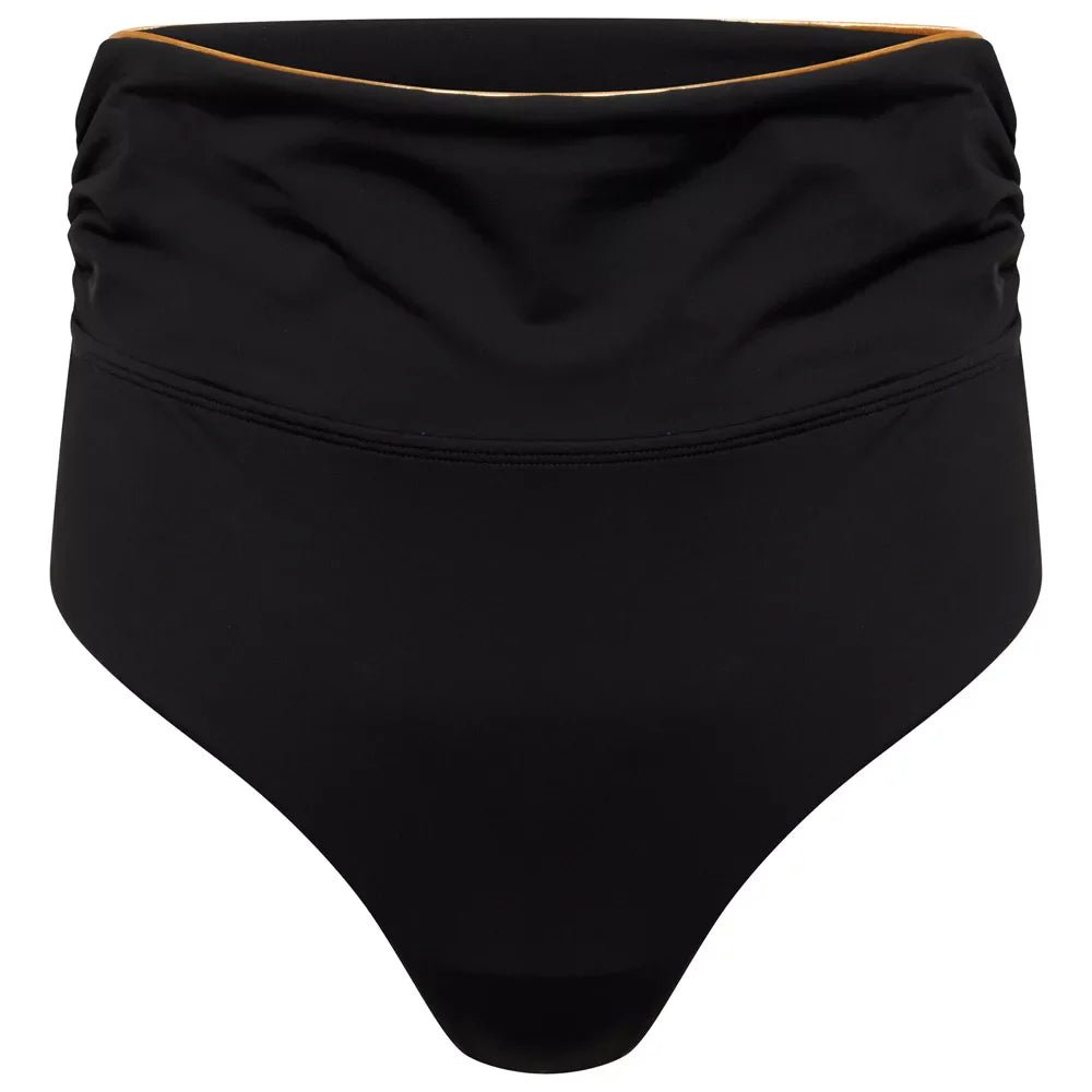 Naia Beach Capri Foldable Bikini Brief In Black/Gold - Beach 2 Bar London