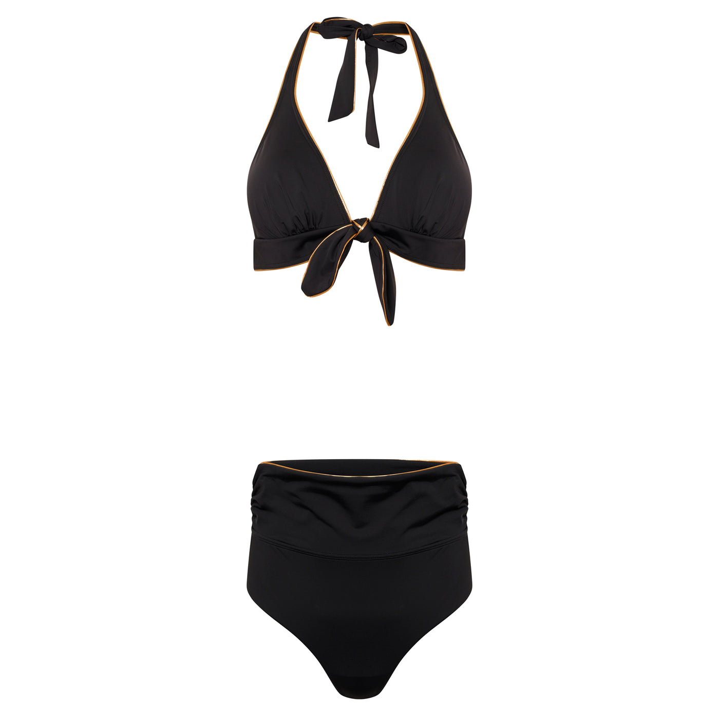 Naia Beach Capri Foldable Bikini Brief In Black/Gold