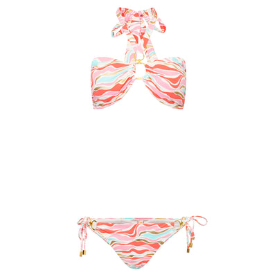 Naia Beach Fiji Double Ring Bandeau Bikini Top In Paradise Print