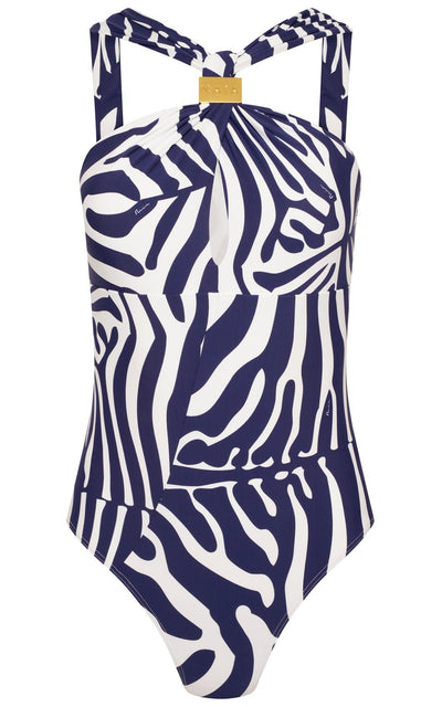 Naia Bianca Navy Zebra Swimsuit - Beach 2 Bar London