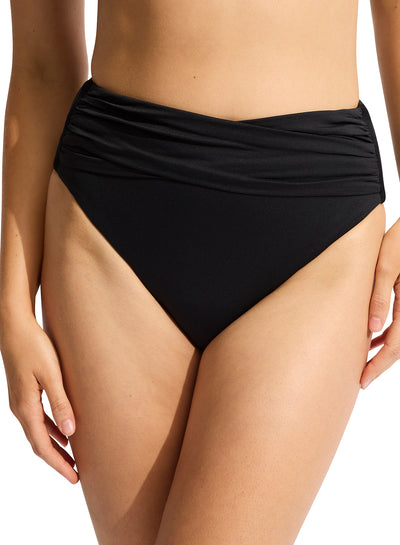 Seafolly Collective High Waist Wrap Front Pant In Black