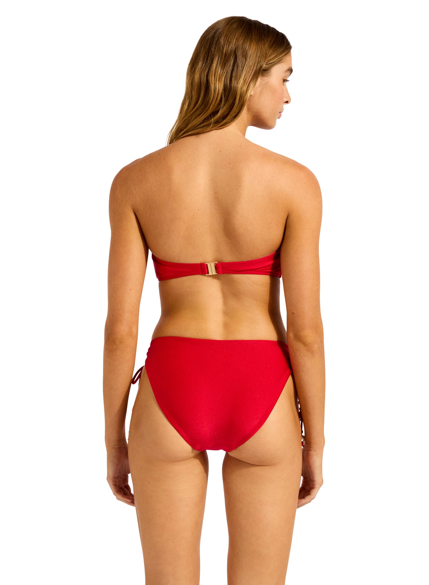 Seafolly Palermo ring Front Bandeau In Cosmo Red