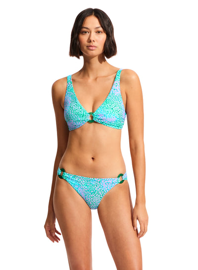 Seafolly Sea Skin Trim Side Hipster Pant In Vivid Green