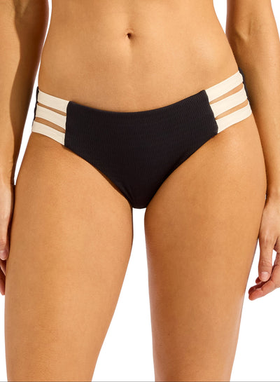 Seafolly Bandwave Multi Strap Hipster Pant In Black