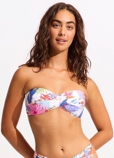 Seafolly Under The Sea Twist Bandeau In White
