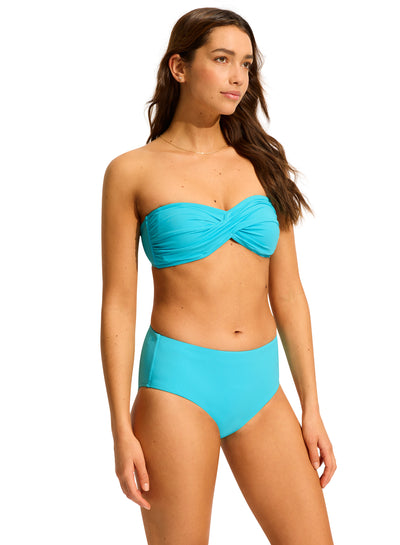 Seafolly Collective Twist Front Bandeau In Atoll Blue