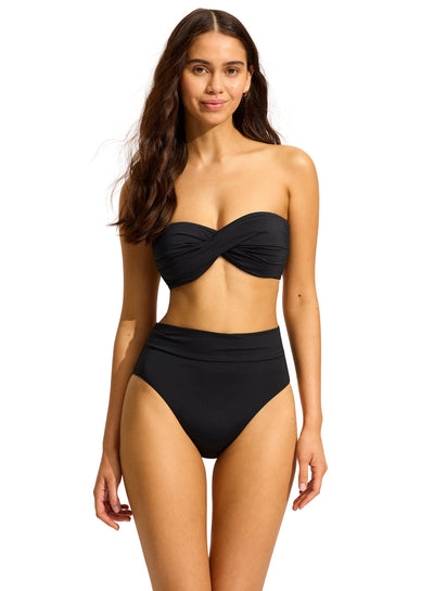 Seafolly Collective Twist Bandeau In Black - Beach 2 Bar London