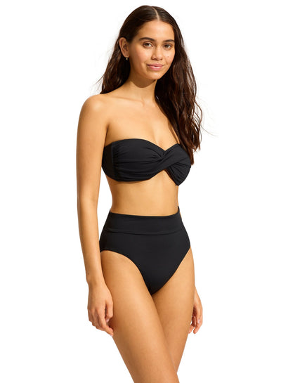 Seafolly Collective Twist Bandeau In Black - Beach 2 Bar London