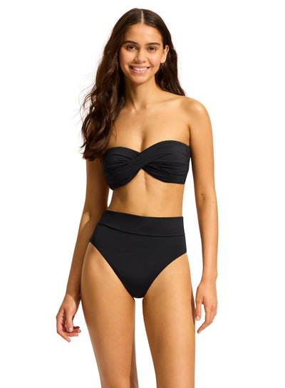 Seafolly Collective Twist Bandeau In Black - Beach 2 Bar London