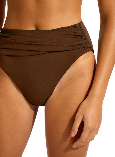 Seafolly collective High Waist Wrap Front Pant In Chocolate