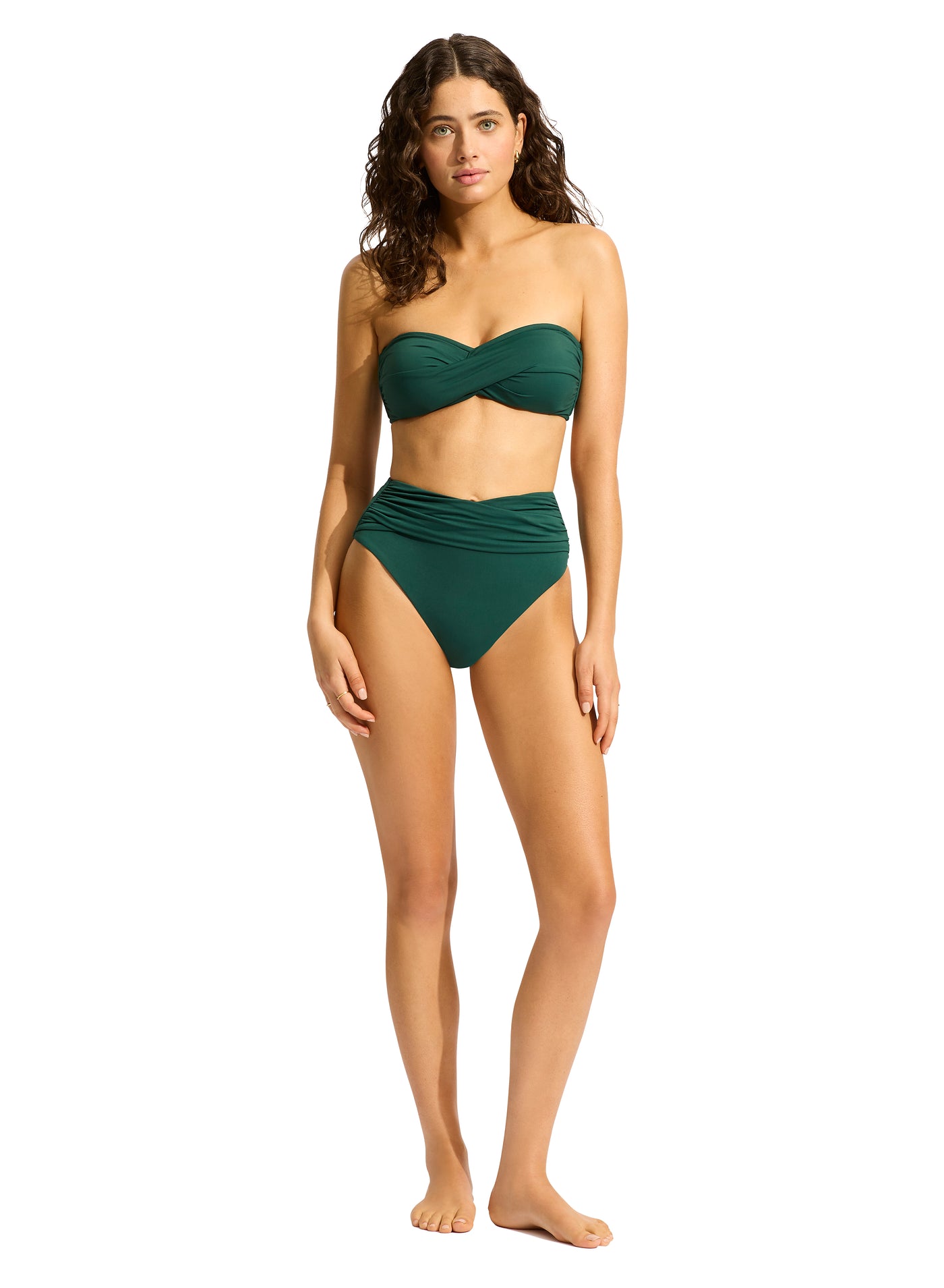 Seafolly High Waist Wrap Around Pant In Evergreen