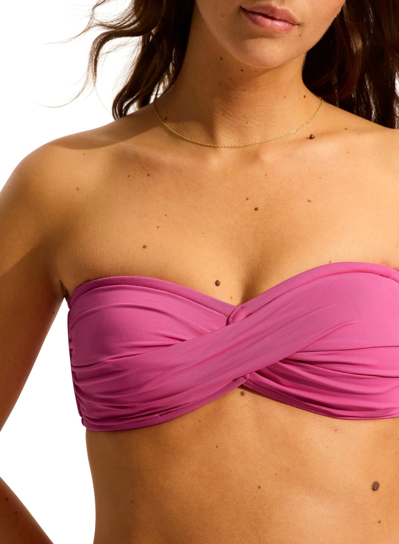 Seafolly Collective Twist Bandeau In Hot Pink - Beach 2 Bar London