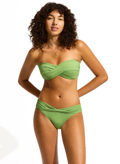 Seafolly Collective Twist Bandeau In Sage - Beach 2 Bar London