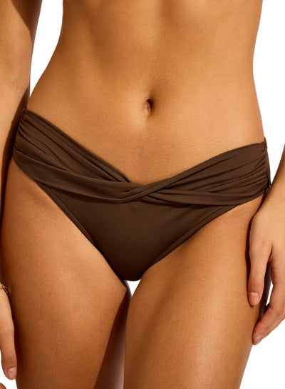 Seafolly collective Twist Band Mini hipster In Chocolate