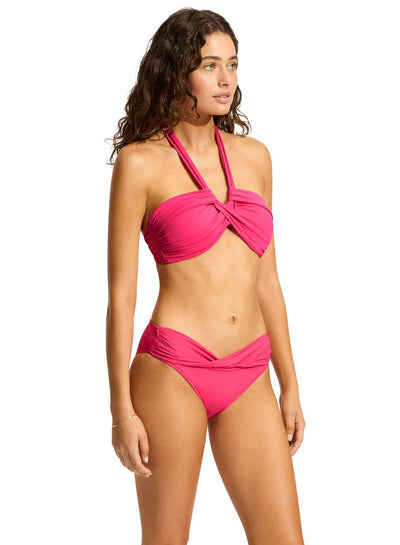 Seafolly collective Twist Band Pant In Raspberry - Beach 2 Bar London