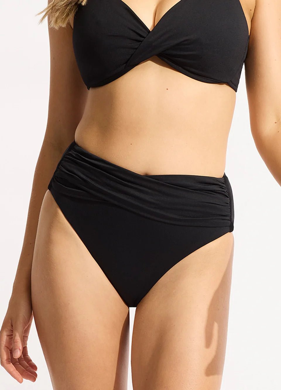 Seafolly Collective High Waist Wrap Front Pant In Black - Beach 2 Bar London