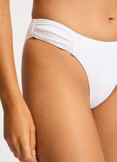 Seafolly Collective High Leg Ruched Side Pant In White