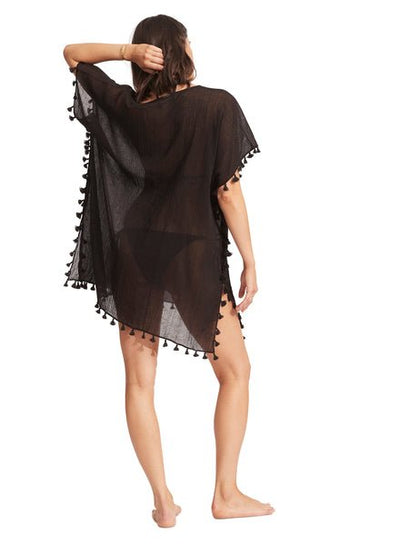 Seafolly Amnesia Kaftan In Black - Beach 2 Bar London