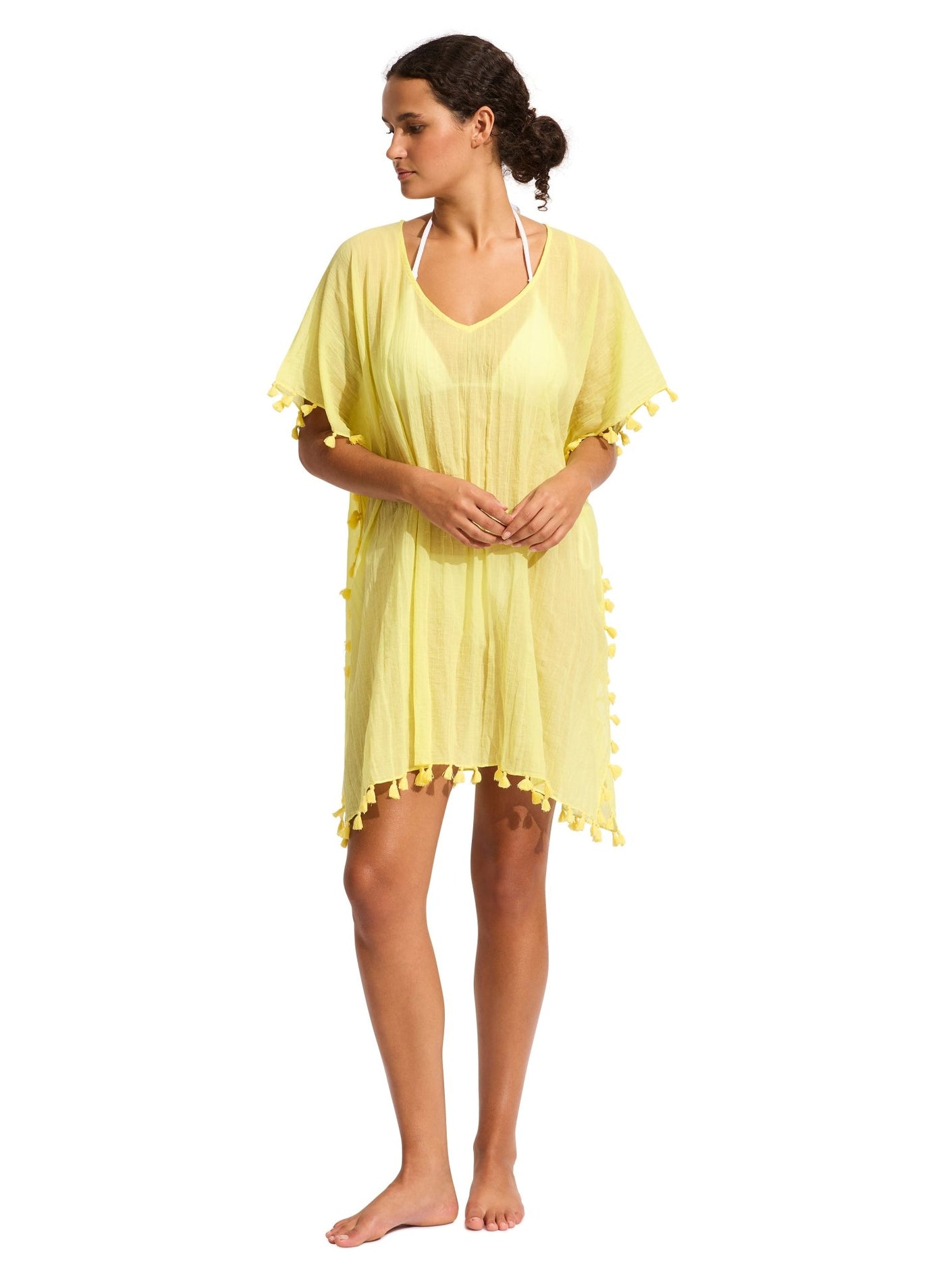 Seafolly Amnesia Kaftan In Limelight - Beach 2 Bar London