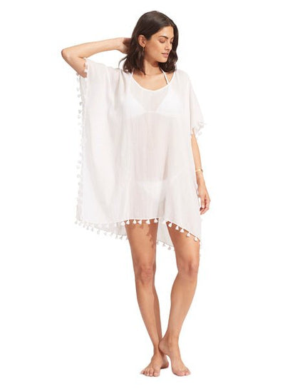 Seafolly Amnesia Kaftan In White - Beach 2 Bar London