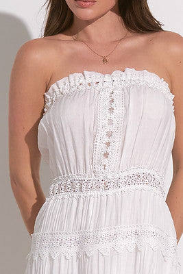 Elan Strapless Crochet Dress In White