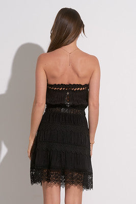 Elan Strapless Crochet Dress In Black