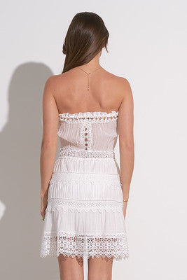 Elan Strapless Crochet Dress In White