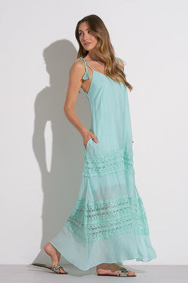 Elan Maxi Crochet Dress In Aqua