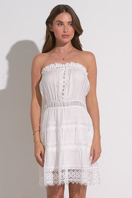 Elan Strapless Crochet Dress In White