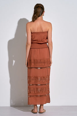 Elan Maxi Strapless Dress In Clay