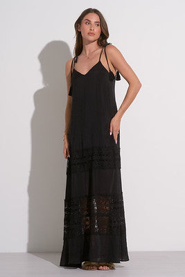 Elan Maxi Crochet Dress In Black