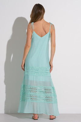 Elan Maxi Crochet Dress In Aqua