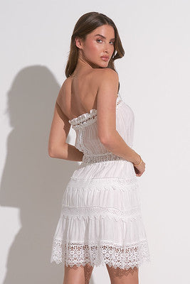 Elan Strapless Crochet Dress In White