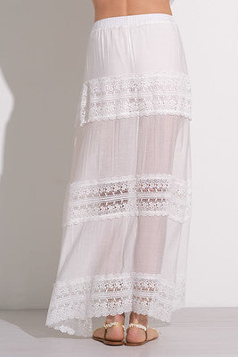 Elan White Maxi Crochet Skirt