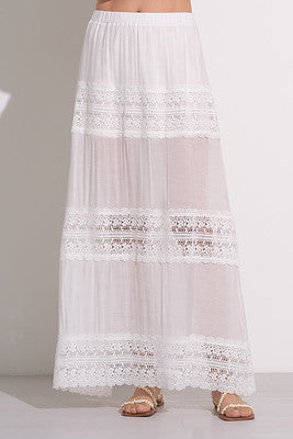 Elan White Maxi Crochet Skirt