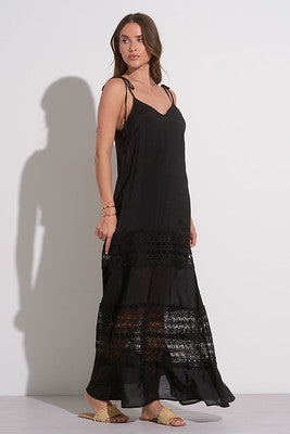 Elan Maxi Crochet Dress In Black