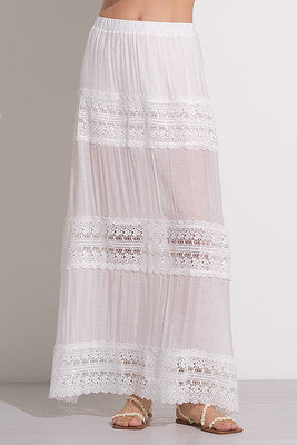 Elan White Maxi Crochet Skirt