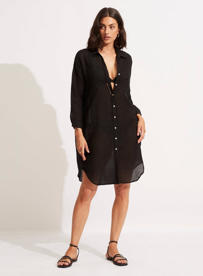 Seafolly Longshore cover Up In Black - Beach 2 Bar London