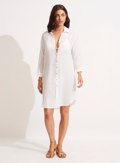Seafolly Longshore Cover Up In White