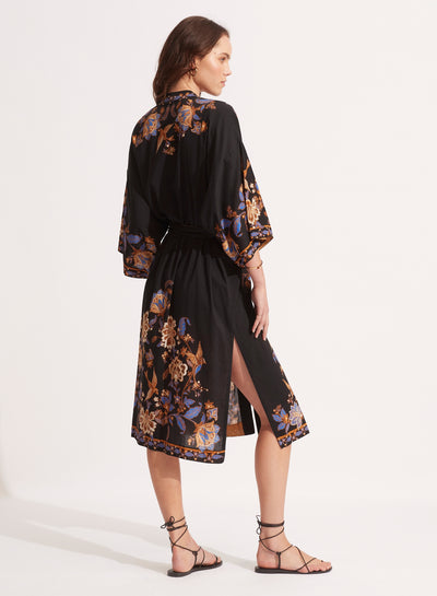 Seafolly Silk Road Kimono In Black