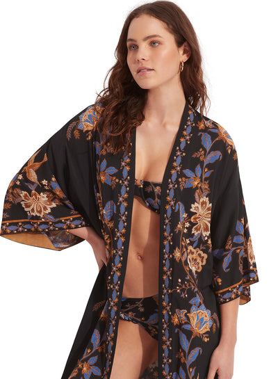 Seafolly Silk Road Kimono In Black