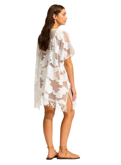 Seafolly Mesh Kaftan In White - Beach 2 Bar London