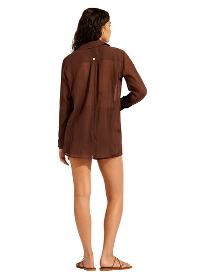 Seafolly Breeze Beach Shirt In Chocolate