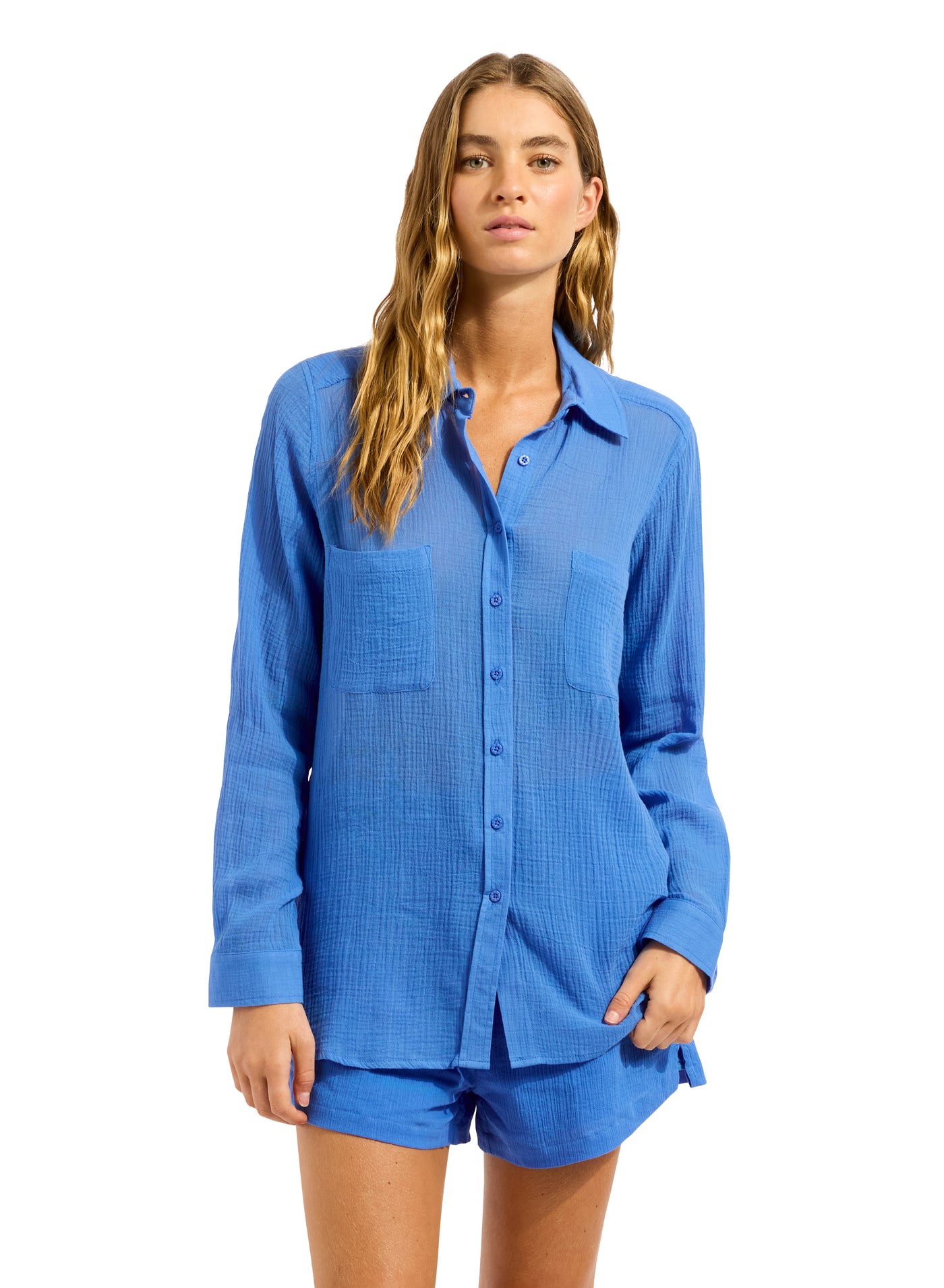 Seafolly Breeze Beach Shirt In Sapphire